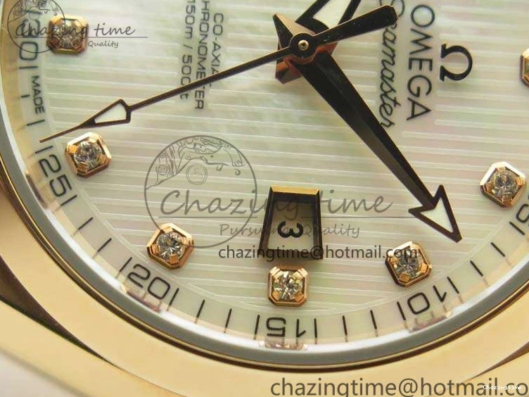 0317 Timeless Aqua Terra Ladies 35mm RG V6F Best Edition White MOP Dial On RG Bracelet A 8102